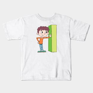 boy leaning on the capital letter I Kids T-Shirt